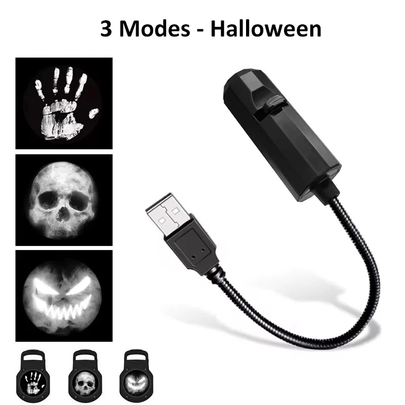 Halloween Moon Projector Light – USB Rotatable Decor