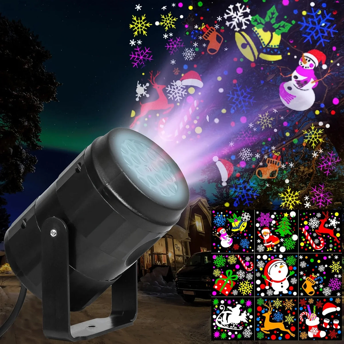 Christmas Projector Lights – 16 Patterns Rotatable LED