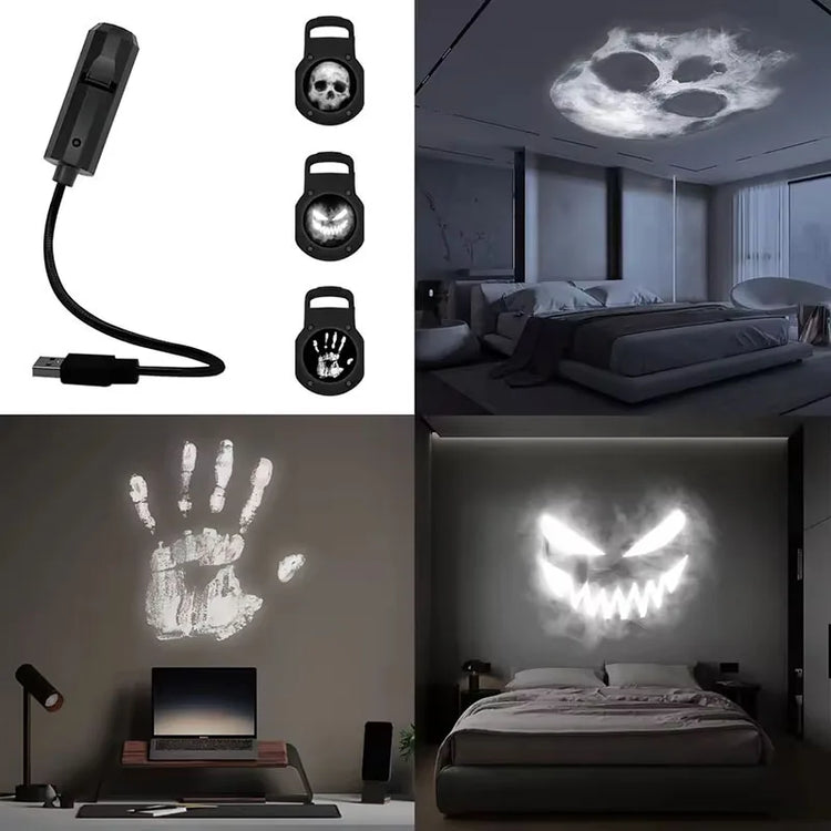 Halloween Moon Projector Light – USB Rotatable Decor