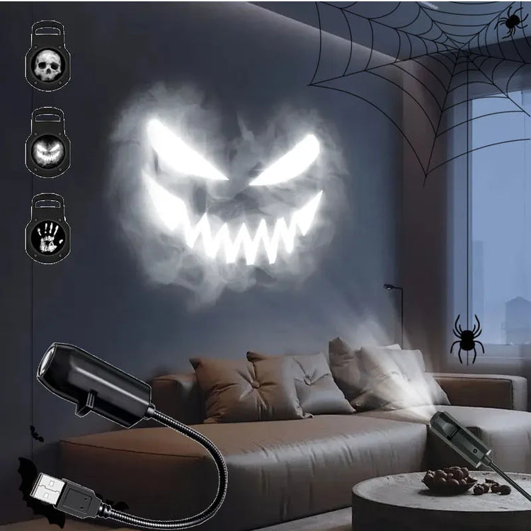 Halloween Moon Projector Light – USB Rotatable Decor