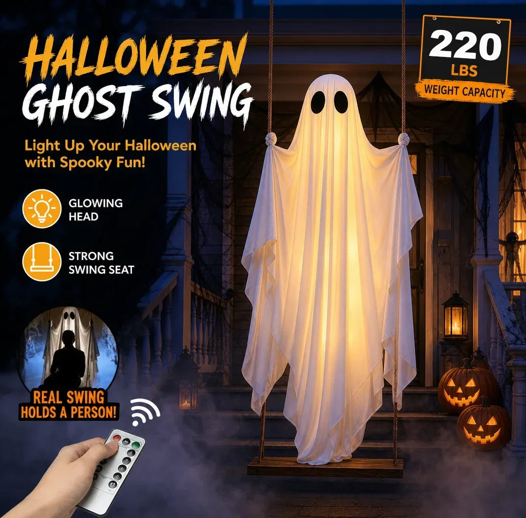 Halloween Swing Ghost Decor – Luminous Hanging Prop