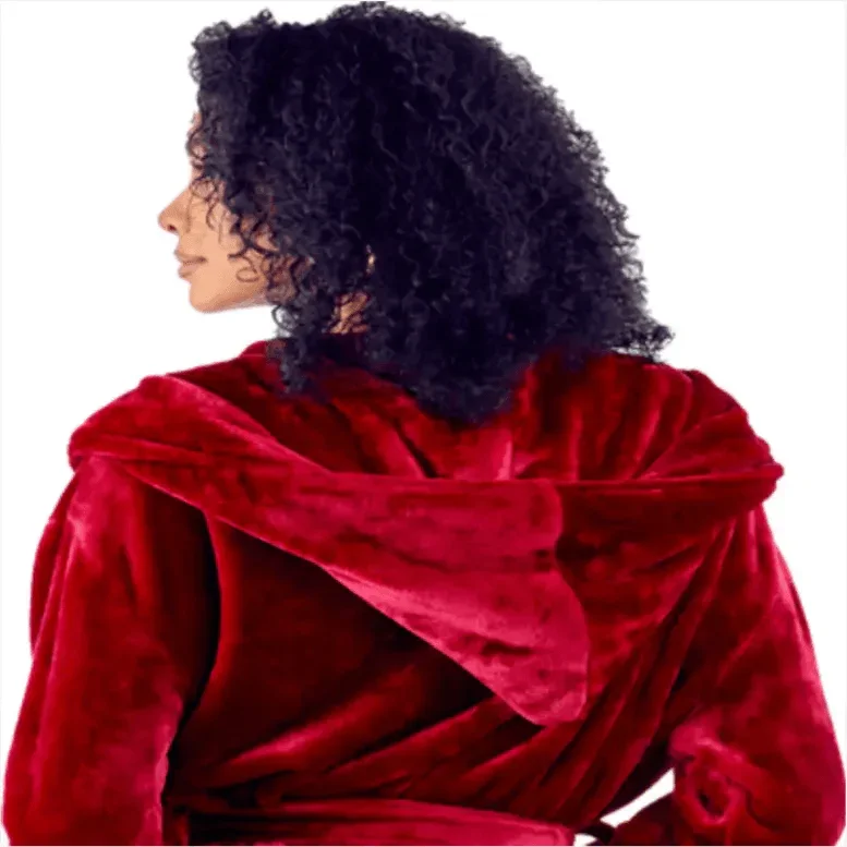 Women Plush Hooded Robe – Spa Comfort