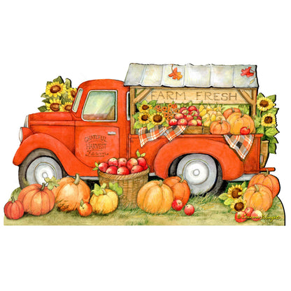 Pumpkin Produce Truck Thanksgiving Door Decor by Susan Winget - Halloween Decor - 8471202H-SW