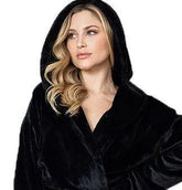 Women Plush Hooded Robe – Spa Comfort