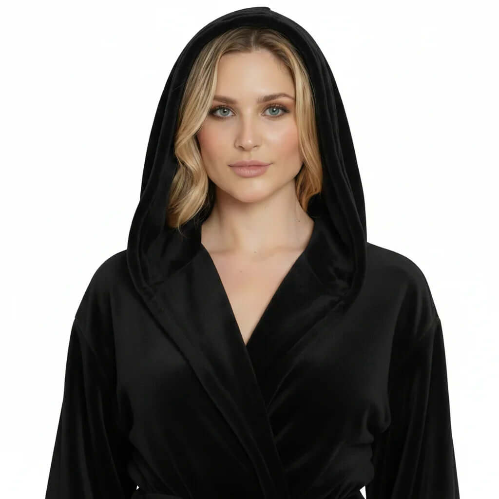 Women Plush Hooded Robe – Spa Comfort