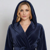 Women Plush Hooded Robe – Spa Comfort