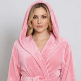 Women Plush Hooded Robe – Spa Comfort