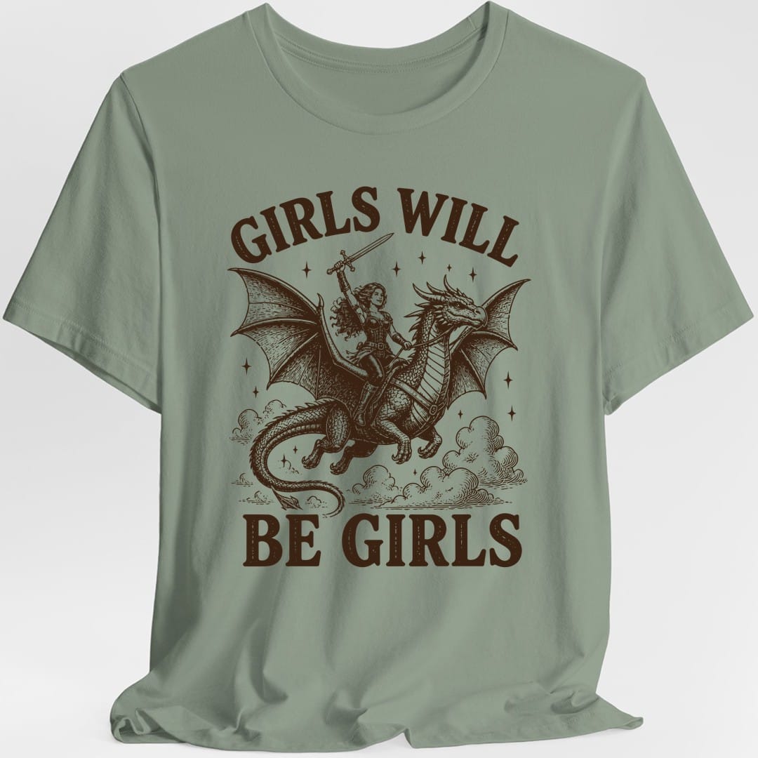 Girls Will Be Girls Riding Dragon T-Shirt