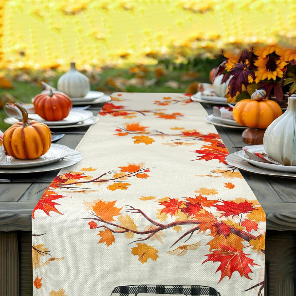 Soyezletop Thanksgiving Decor Set 5pcs Pillows 18x18in &amp; Table Runner