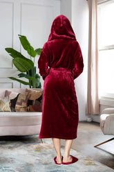Women Plush Hooded Robe – Spa Comfort